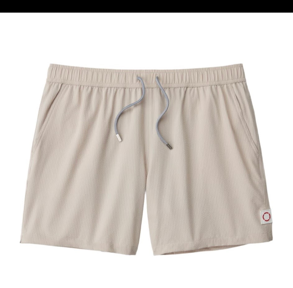 Public beach textured beige swimwear ￼